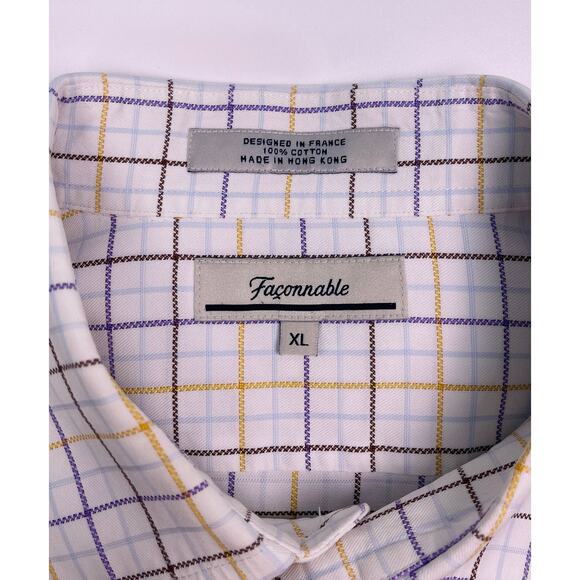 Faconnable XL Multicolor Plaid 100% Cotton Long Sleeve Button-Up Shirt - Picture 2 of 7